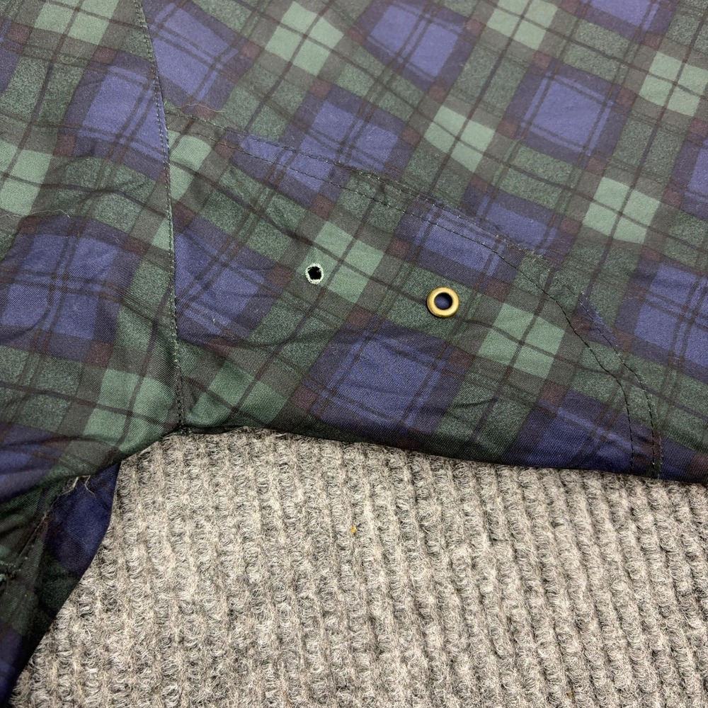 Woodlake Windbreaker Mens XL Green Blue Polyester Plaid V Neck Golf Pullover - Picture 7 of 9